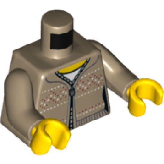 Torso Ninjago Female Fair Isle Sweater with Zip Pattern / Dark Tan Arms / Yellow Hands