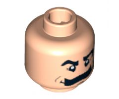 Minifigure, Head Moustache Bushy, Black Eyebrows, White Pupils Pattern - Blocked Open Stud