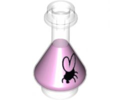 Minifigure, Utensil Bottle, Erlenmeyer Flask with Magenta Fluid and Black Fly Pattern