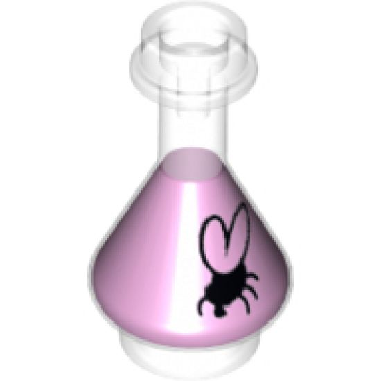 Minifigure, Utensil Bottle, Erlenmeyer Flask with Magenta Fluid and Black Fly Pattern