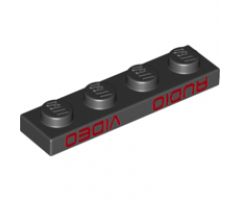 Plate 1 x 4 with Red 'AUDIO VIDEO' Pattern