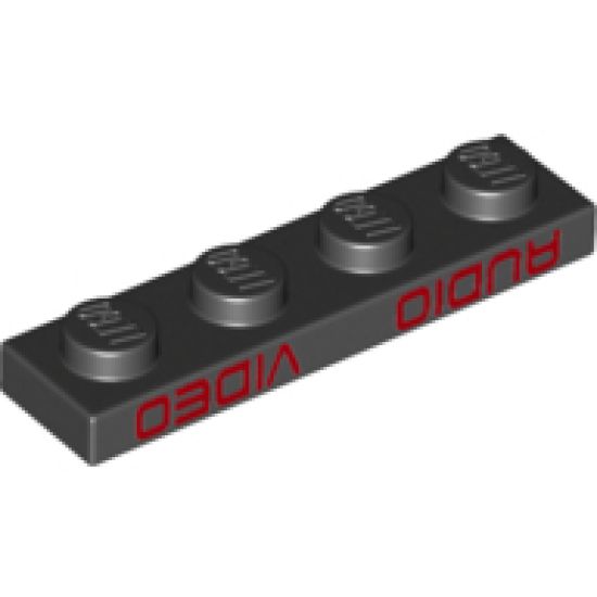 Plate 1 x 4 with Red 'AUDIO VIDEO' Pattern