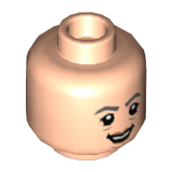 Minifigure, Head Dual Sided Female, Dark Bluish Gray Eyebrows, Smile / Open Mouth Smile Pattern - Hollow Stud