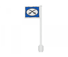 Flag on Flagpole, Straight with Oval and Two Crossed Cutlasses Pattern on Both Sides (Stickers) - Sets 6762 / 6769