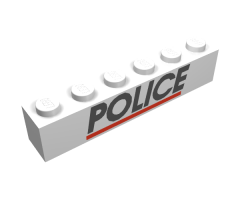 Brick 1 x 6 with Black 'POLICE' Red Line Pattern
