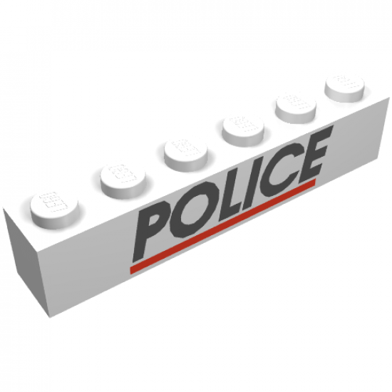 Brick 1 x 6 with Black 'POLICE' Red Line Pattern