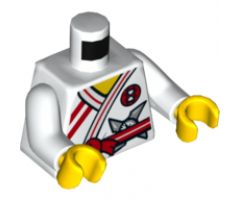Torso Ninjago Robe with Red Sash and Trim and Silver Shuriken Pattern / White Arms / Yellow Hands