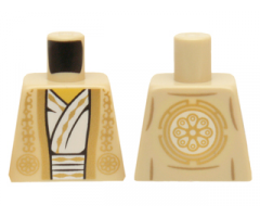 Torso Ninjago Vest with Gold Trim Over White Robe and Gold Flower Symbol on Back Pattern