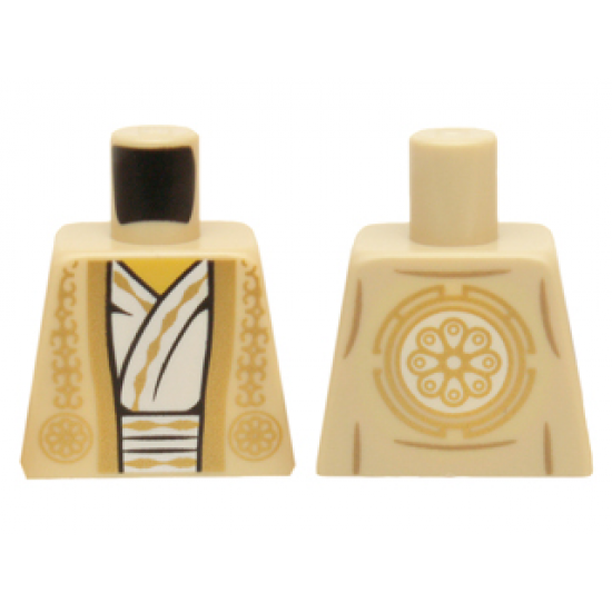 Torso Ninjago Vest with Gold Trim Over White Robe and Gold Flower Symbol on Back Pattern