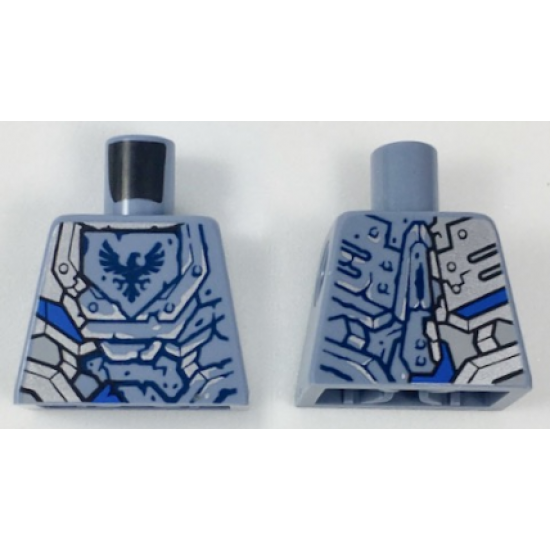Torso Nexo Knights Armor Semi-Stone with Dark Blue Falcon in Shield Pattern