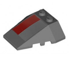 Wedge 4 x 4 Triple with Stud Notches with Dark Bluish Gray and Dark Red Stripe Pattern (Sticker) - Set 10195