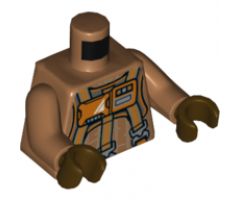 Torso SW Jumpsuit with 3 Gray and Orange Belts and Front Panel Pattern / Medium Nougat Arms / Dark Brown Hands