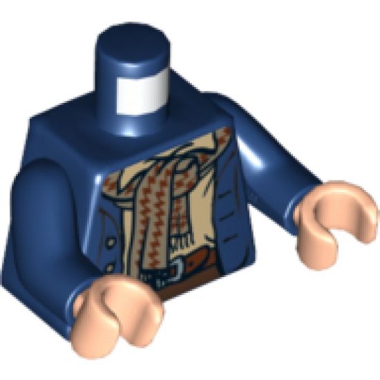 Torso LotR Coat 3 Buttons and Dark Tan Scarf Pattern (Pippin) / Dark Blue Arms / Light Nougat Hands