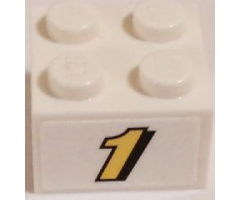 Brick 2 x 2 with Yellow '1' with Black Outline Pattern (Sticker) - Set 60084