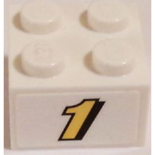 Brick 2 x 2 with Yellow '1' with Black Outline Pattern (Sticker) - Set 60084