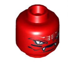 Minifigure, Head Alien with White Snake Eyes and Mouth with Fangs Pattern - Hollow Stud