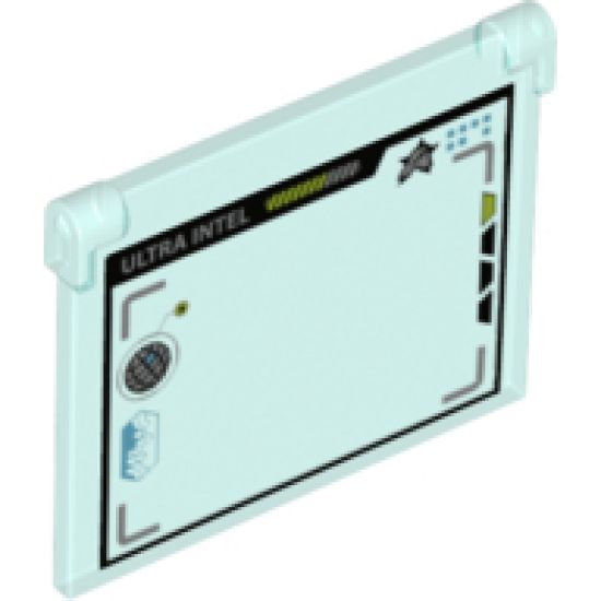 Glass for Window 1 x 4 x 3 - Opening with Computer Screen with Silver 'ULTRA INTEL' and Ultra Agents Logo Pattern