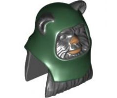 Minifigure, Head, Modified SW Ewok with Dark Green Hood Pattern