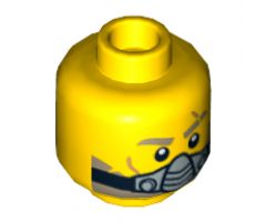 Minifigure, Head Dual Sided Light Brown Eyebrows and Beard, Scar, Open Mouth with Teeth / Breathing Apparatus Pattern - Hollow Stud