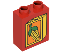 Duplo, Brick 1 x 2 x 2 with Corn Label on Box Pattern