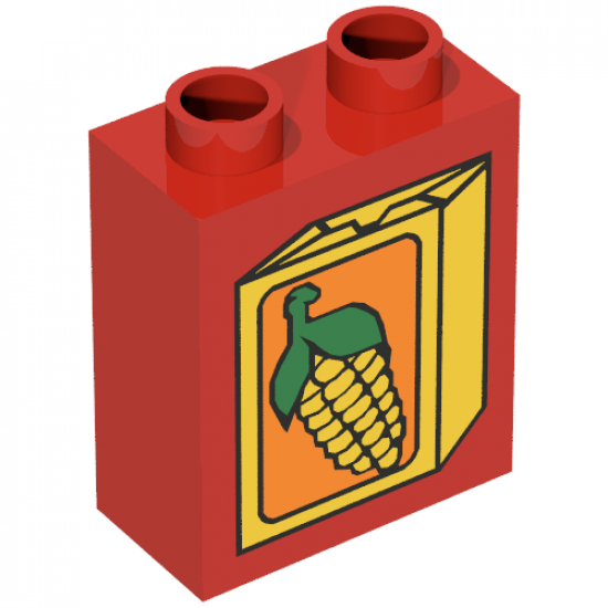 Duplo, Brick 1 x 2 x 2 with Corn Label on Box Pattern