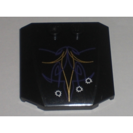 Wedge 4 x 4 x 2/3 Triple Curved with Purple and Gold Geometric Lines and Bullet Holes Pattern (Sticker) - Set 5984
