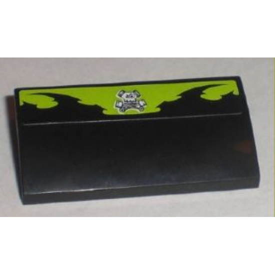 Slope, Curved 2 x 4 x 2/3 with Bottom Tubes with Pistons Skull Logo Pattern (Sticker) - Set 8211