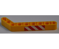 Technic, Liftarm 1 x 9 Bent (7 - 3) Thick with Red and White Danger Stripes Pattern (Sticker) - Set 8421