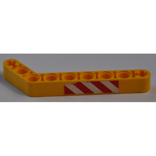 Technic, Liftarm 1 x 9 Bent (7 - 3) Thick with Red and White Danger Stripes Pattern (Sticker) - Set 8421