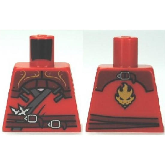 Torso Ninjago Wrap with Shoulder Armor and Belt, Gold Lion on Back Pattern