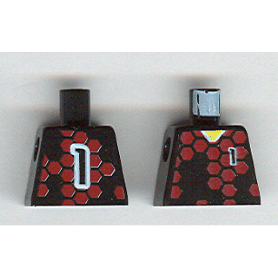 Torso Soccer Goalie Red Hexagons and No. 1 Front and Back Pattern