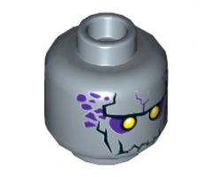 Minifigure, Head Dual Sided Alien with Yellow Eyes, Jagged Rock Mouth, Open Mouth / Closed Mouth Pattern - Hollow Stud