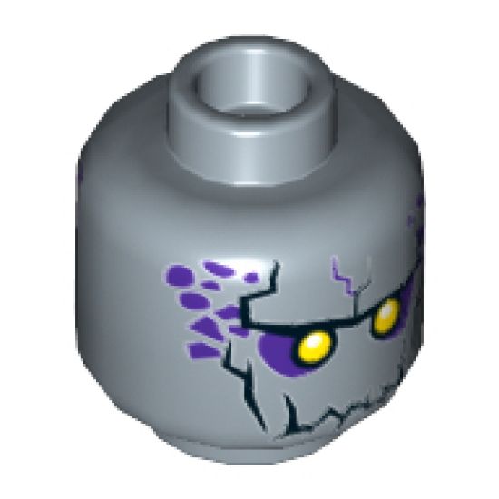 Minifigure, Head Dual Sided Alien with Yellow Eyes, Jagged Rock Mouth, Open Mouth / Closed Mouth Pattern - Hollow Stud