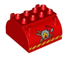 Duplo Container Tank Upper Section with Stripes and Fire Logo Pattern