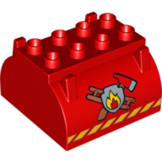 Duplo Container Tank Upper Section with Stripes and Fire Logo Pattern