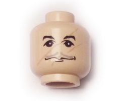 Minifigure, Head Moustache Thin Gray, Black Eyebrows, Scratches/Scars across Face Pattern (HP Professor Lupin) - Blocked Open Stud