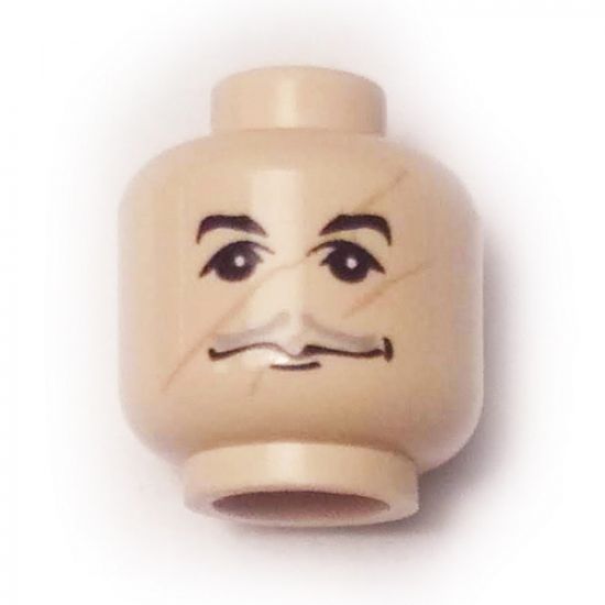 Minifigure, Head Moustache Thin Gray, Black Eyebrows, Scratches/Scars across Face Pattern (HP Professor Lupin) - Blocked Open Stud
