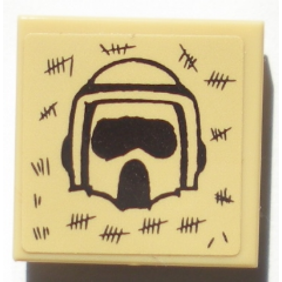 Tile, Modified 2 x 2 Inverted with SW Scout Trooper Helmet and Tally Marks Pattern (Sticker) - Set 10236