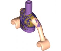 Mini Doll, Torso Friends Girl Armored Top with Dark Purple and Gold Trim, Air Icon Pattern, Light Nougat Arms with Hands with Purple Tattoo