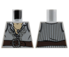 Torso PotC Open Vest with Dark Bluish Gray Embroidery and Dark Brown Belt Pattern