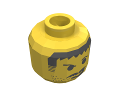 Minifigure, Head Moustache Scruffy Raised Eyebrows, Smirk Pattern - Blocked Open Stud