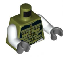 Torso Female Outline, Black Suit with Olive Green Belts and Gold Zipper Pattern / White Arms / Dark Bluish Gray Hands