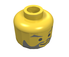 Minifigure, Head Beard with Gray Facial Hair Pattern - Blocked Open Stud
