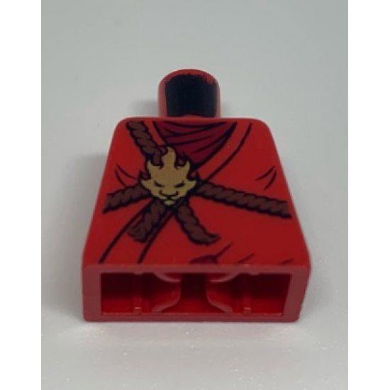 Torso Ninjago Brown Rope, Gold Medallion and Dark Red Undershirt Pattern