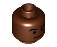Minifigure, Head Male Arched Eyebrows and Thin Line Mouth Pattern (SW Mace Windu) - Blocked Open Stud