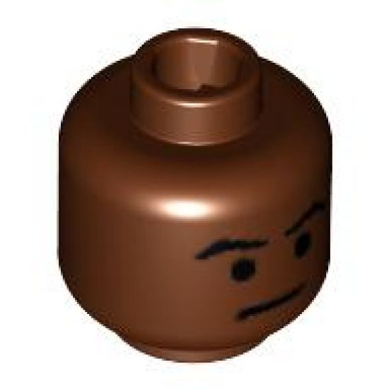 Minifigure, Head Male Arched Eyebrows and Thin Line Mouth Pattern (SW Mace Windu) - Blocked Open Stud