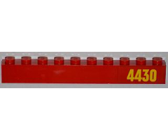 Brick 1 x 10 with Yellow '4430' Pattern Right (Sticker) - Set 4430
