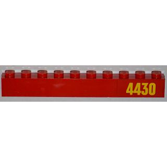Brick 1 x 10 with Yellow '4430' Pattern Right (Sticker) - Set 4430