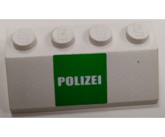 Slope 45 2 x 4 with White 'POLIZEI' on Green Background Pattern (Sticker) - Set 7237