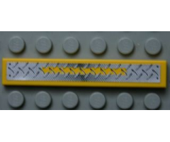 Tile 1 x 6 with Silver Tread Plate and Yellow Stripe Pattern (Sticker)- Set 8364